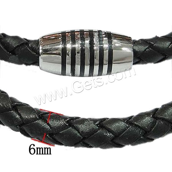 Cowhide Bracelets, 316 stainless steel clasp, different size for choice, more colors for choice, 6mm, Sold By Strand