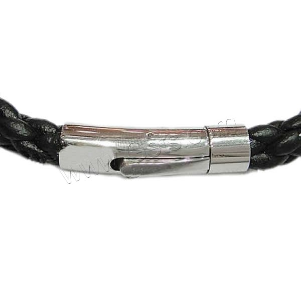 Rindsleder-Armbänder, Kuhhaut, 316 Edelstahl Bajonettverschluss, unterschiedliche Länge der Wahl, schwarz, 8mm, verkauft von Strang