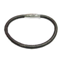 Rindsleder-Armbänder, Kuhhaut, 316 Edelstahl Magnetverschluss, unterschiedliche Länge der Wahl, keine, 5mm, verkauft von Strang