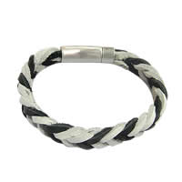 Cowhide Bracelets, 316 stainless steel bayonet clasp & two tone, 11mm 