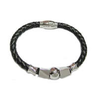 Cowhide Bracelets, with 316 Stainless Steel 6mm 