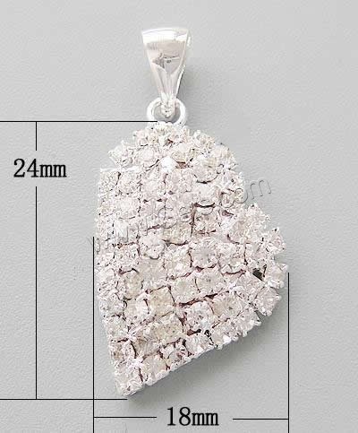 Brass Heart Pendants, plated, with rhinestone, more colors for choice, 24x18x4.5mm, Hole:Approx 6x4mm, 100PCs/Bag, Sold By Bag
