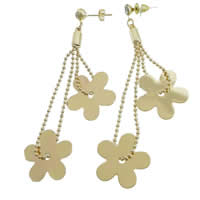 Brass Dangle Earring, Flower, gold color plated Approx 3.2 Inch 
