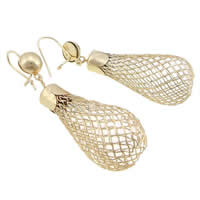 Brass Drop Earring, brass earring hook, Teardrop, rose gold color plated, hollow 