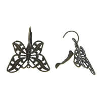 Brass Lever Back Earring, Butterfly, plated, hollow 34mm 