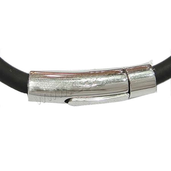 Резиновый шнур браслеты, Резинка, нержавеющая сталь 316 Замочек 'штык', различной длины для выбора, черный, 5mm, продается Strand