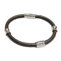 Cowhide Bracelets, with 316 Stainless Steel 6mm  
