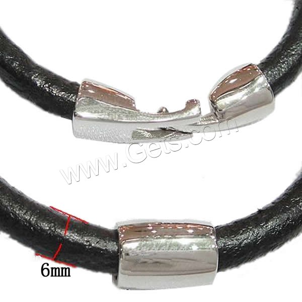 Rindsleder-Armbänder, Kuhhaut, mit 316 Edelstahl, unterschiedliche Länge der Wahl, keine, 6mm, 12x9mm, verkauft von Strang