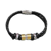 Cowhide Bracelets, with 316 Stainless Steel 3mm 
