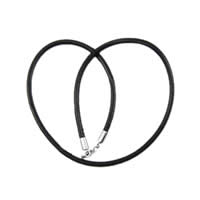 Теплые шнур ожерелья, Шнур из натуральной кожи, нержавеющая сталь 316 Замок-карабин, черный, 4mm, длина:Приблизительно 18 дюймовый, продается Strand