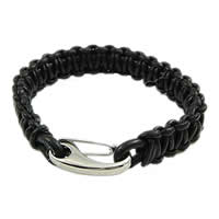 Cowhide Bracelets, 316 stainless steel lobster clasp, black, 12mm 