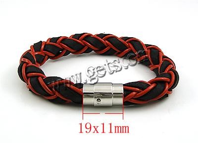Cowhide Bracelets, stainless steel clasp, different size for choice, 11mm, 19x11mm, Sold By PC