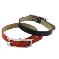 Cowhide Bracelets, 316 stainless steel pin buckle 9mm Approx 10 Inch 