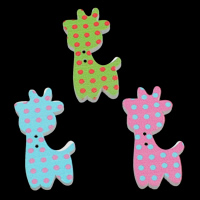 boutons en bois à deux troux, Girafe, impression, avec les motifs de tâches rondes, couleurs mélangées Environ 1mm Vendu par sac