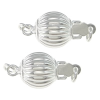 Sterling Silver Box Clasp, 925 Sterling Silver, Round, plated, single-strand & corrugated Approx 1.8mm 