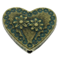 Zinc Alloy Heart Beads, antique bronze color plated, Imitation Antique, nickel, lead & cadmium free Approx 1mm 