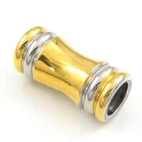 Edelstahl Kugel mit großem Loch, 316 Edelstahl, Rohr, plattiert, zweifarbig, 21x10mm, Bohrung:ca. 6.5mm, verkauft von PC