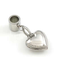pendentifs de cœur en inox , acier inoxydable, coeur, couleur originale Environ 4mm, Vendu par PC