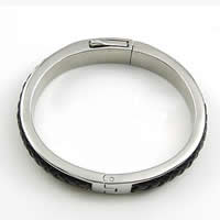 Stainless Steel Bangle, 316 Stainless Steel, with PU Leather 11mm, Inner Approx 63mm Approx 8 Inch 