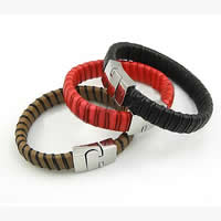 Cowhide Bracelets, 316 stainless steel clasp 12mm 