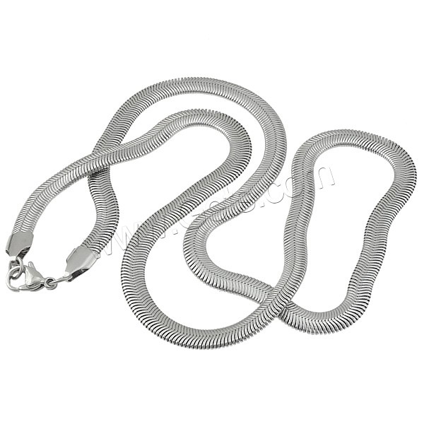 Stainless Steel Chain Necklace, different length for choice & herringbone chain, original color, 5mm, Sold By Strand