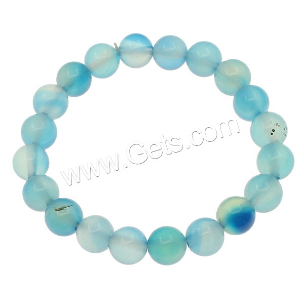Blue Agate Bracelet, Round, different size for choice, Length:Approx 7.5 Inch, Sold By Strand