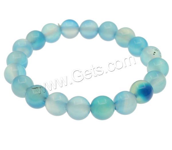 Blue Agate Bracelet, Round, different size for choice, Length:Approx 7.5 Inch, Sold By Strand