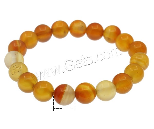 Yellow Agate Bracelet, Round, different size for choice, Length:Approx 7.5 Inch, Sold By Strand
