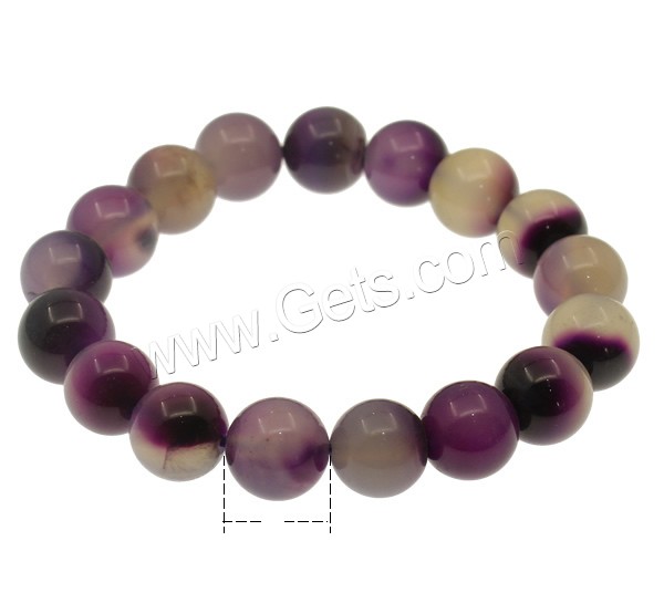 Purple Agate Bracelets, Round, different size for choice, Length:Approx 7.5 Inch, Sold By Strand