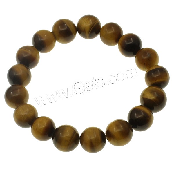 Tiger Eye Stone Bracelets, Round, different size for choice, Length:Approx 7.5 Inch, Sold By Strand