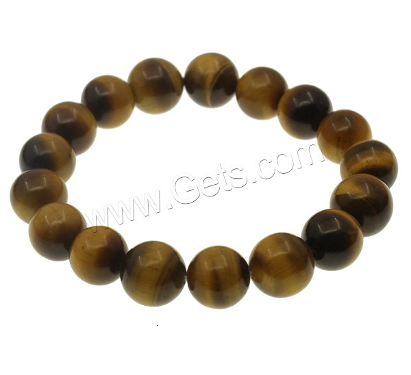 Tiger Eye Stone Bracelets, Round, different size for choice, Length:Approx 7.5 Inch, Sold By Strand