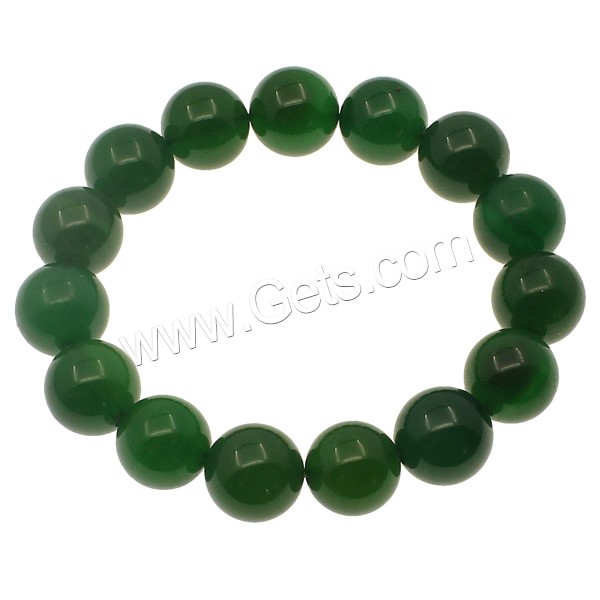 Green Agate Bracelets, Round, different size for choice, Length:Approx 7.5 Inch, Sold By Strand