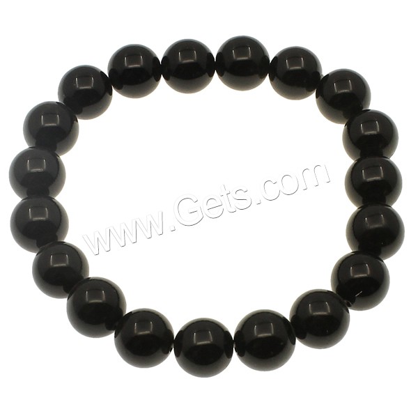 Black Agate Bracelets, Round, different size for choice, Length:Approx 7.5 Inch, Sold By Strand
