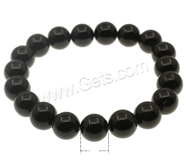 Black Agate Bracelets, Round, different size for choice, Length:Approx 7.5 Inch, Sold By Strand