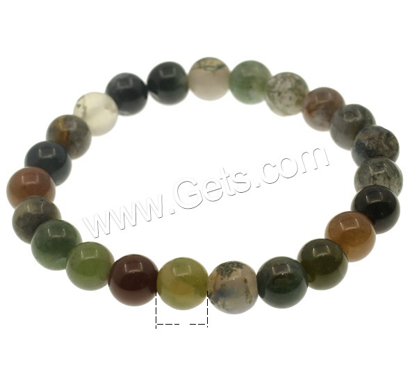 Indian Agate Bracelet, Round, different size for choice, Length:Approx 7.5 Inch, Sold By Strand