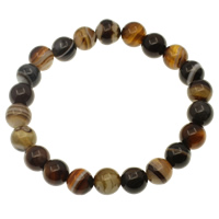 Lace Agate Bracelets, Round coffee color Approx 7.5 Inch 