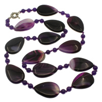 Агат свитер цепи ожерелье, кружевной агат, латунь Замочек-колечко, Каплевидная форма, фиолетовый, 6mm длина:Приблизительно 25 дюймовый, продается Strand