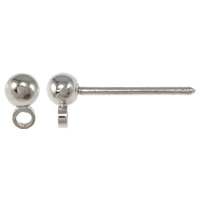 Stainless Steel Earring Stud Component, with loop & without earnut, original color 0.7mm Approx 1mm 