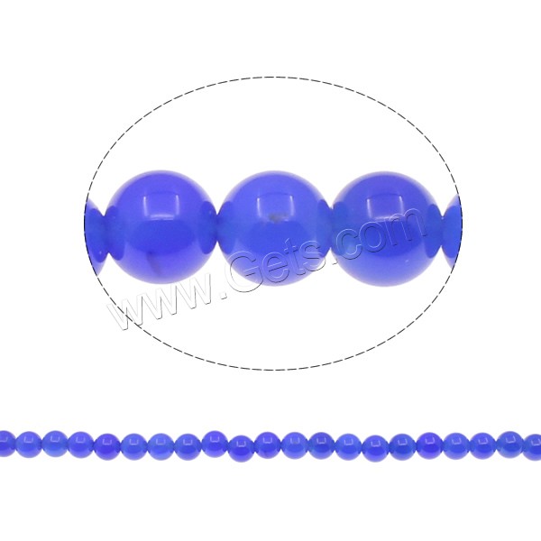 Abalorios de Ágata Azul, Esférico, diverso tamaño para la opción, agujero:aproximado 1mm, longitud:aproximado 15.3 Inch, Vendido por Sarta