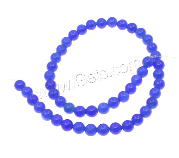 Natürliche blaue Achat Perlen, Blauer Achat, rund, verschiedene Größen vorhanden, Bohrung:ca. 1mm, Länge:ca. 15.3 ZollInch, verkauft von Strang
