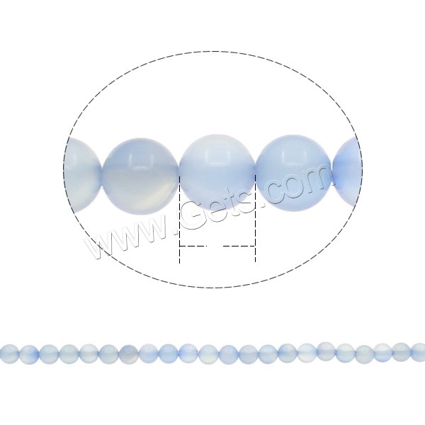 Abalorios de Ágata Azul, Esférico, diverso tamaño para la opción, agujero:aproximado 1mm, longitud:aproximado 15.3 Inch, Vendido por Sarta