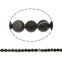 Natürliche Tibetan Achat Dzi Perlen, rund, einäugig & verschiedene Größen vorhanden & satiniert, Bohrung:ca. 1mm, Länge:ca. 15.1 ZollInch, verkauft von Strang
