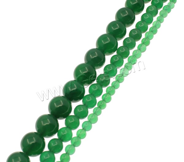 Natürliche grüne Achat Perlen, Grüner Achat, rund, verschiedene Größen vorhanden, Grade A, Bohrung:ca. 1mm, Länge:ca. 15.7 ZollInch, verkauft von Strang