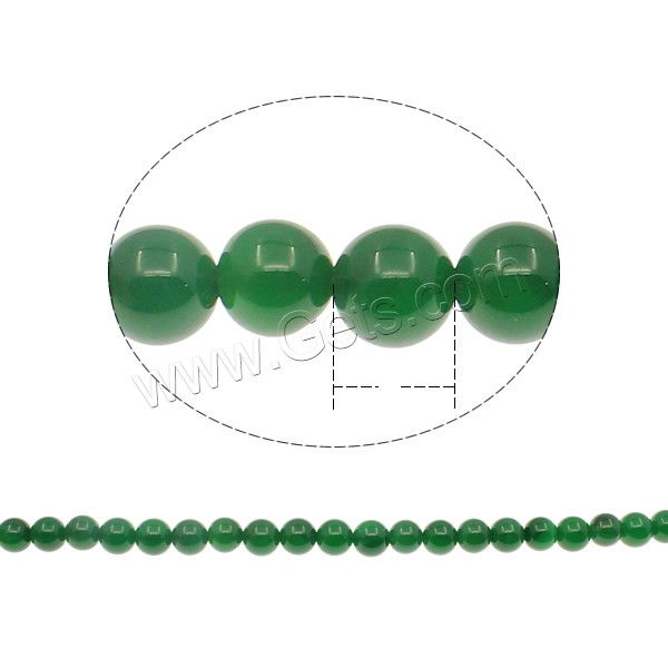 Perle agate verte naturelle, Rond, normes différentes pour le choix, grade A, Trou:Environ 1mm, Longueur:Environ 15.7 pouce, Vendu par brin
