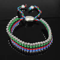 Bracelets d'amitié, Nylon, avec laiton & alliage de zinc, Placage de couleur platine, réglable & motif tissé, 13mm Environ 4.5-10 pouce, Vendu par brin