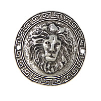 Conector de aleación de Zinc animal, León, chapado en color de plata antigua, 1/1 aro, 36x36x8mm, agujero:aproximado 2mm, Vendido por UD