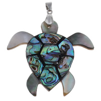 Brass Shell Pendants, Abalone Shell, with brass bail & Freshwater Shell & Black Shell & Resin, Turtle, platinum color plated Approx 