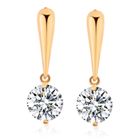 Gets® Jewelry Earring, Brass, Flat Round, 18K gold plated, with cubic zirconia & faceted, nickel, lead & cadmium free 