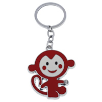Enamel Zinc Alloy Key Chain, Monkey, platinum color plated, with rhinestone, red, nickel, lead & cadmium free 108mm Approx 26mm Approx 4.2 Inch 