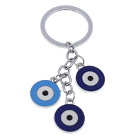 Enamel Zinc Alloy Key Chain, Flat Round, platinum color plated, nickel, lead & cadmium free 90mm Approx 26mm Approx 3.5 Inch 